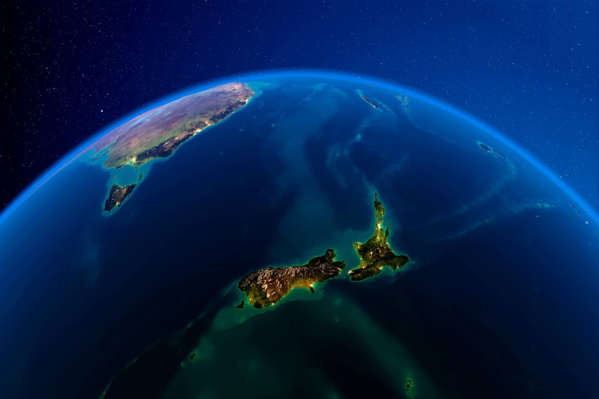 View of Earth from space showing New Zealand and part of Australia