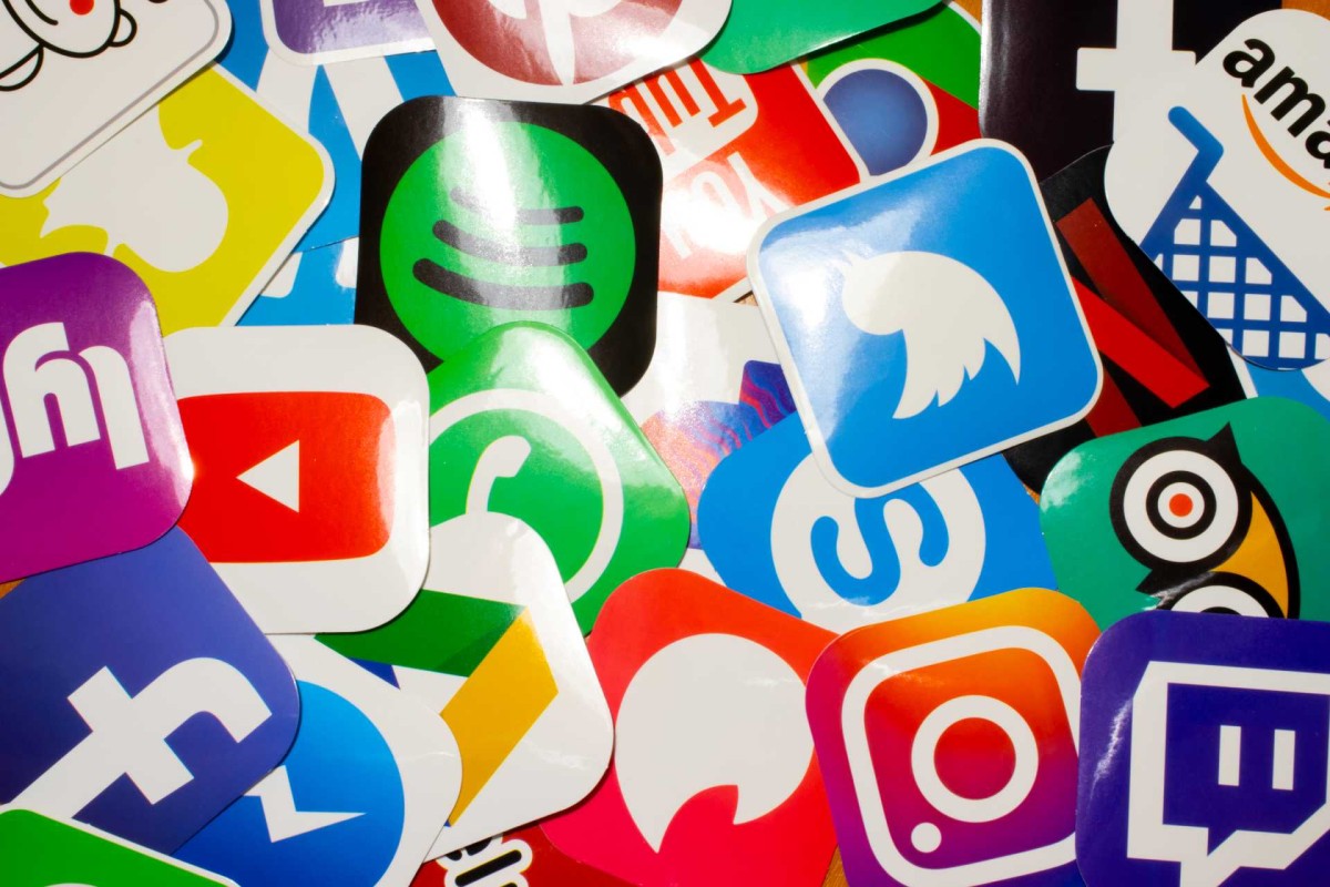 Pile of colorful social media and app icons