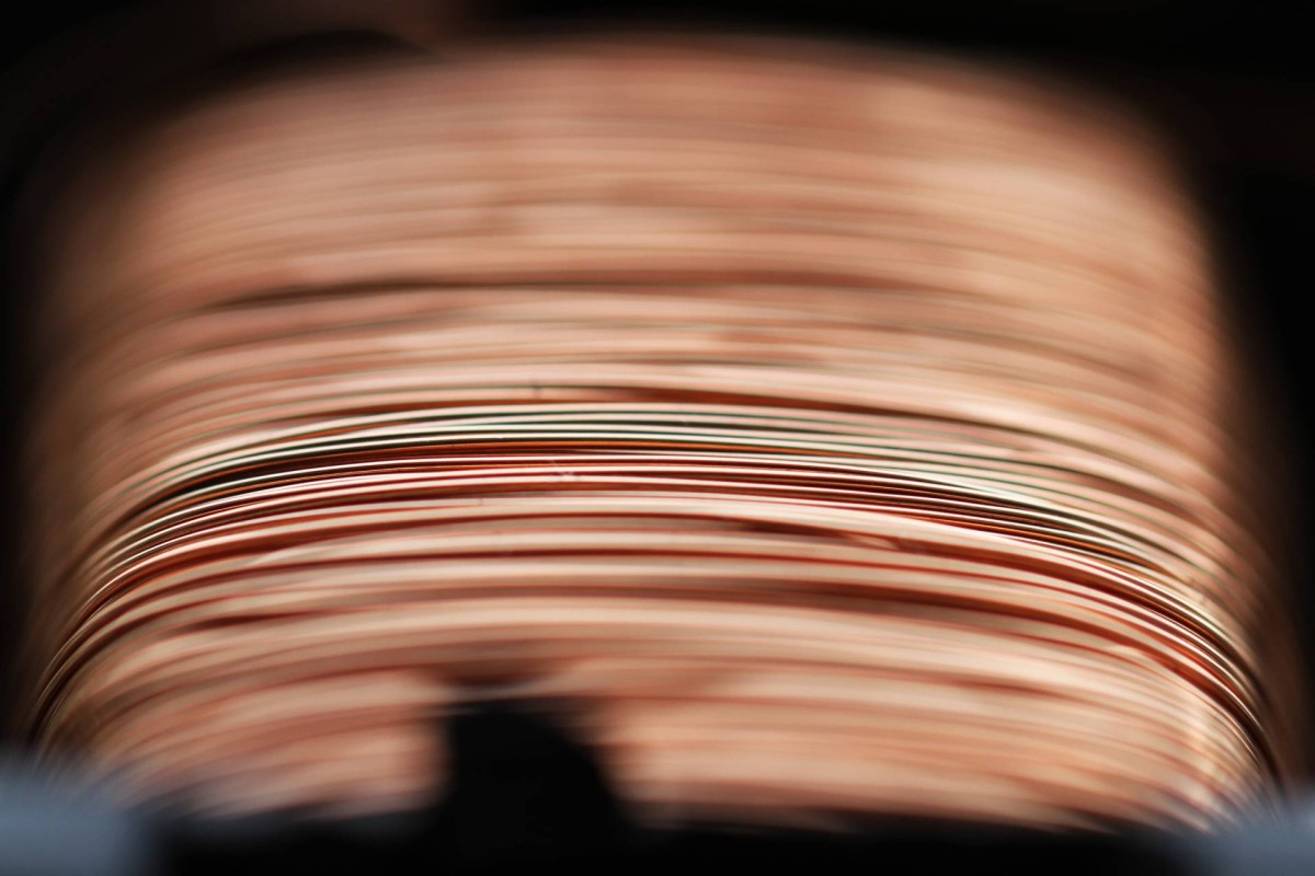 Close-up of coiled copper wire